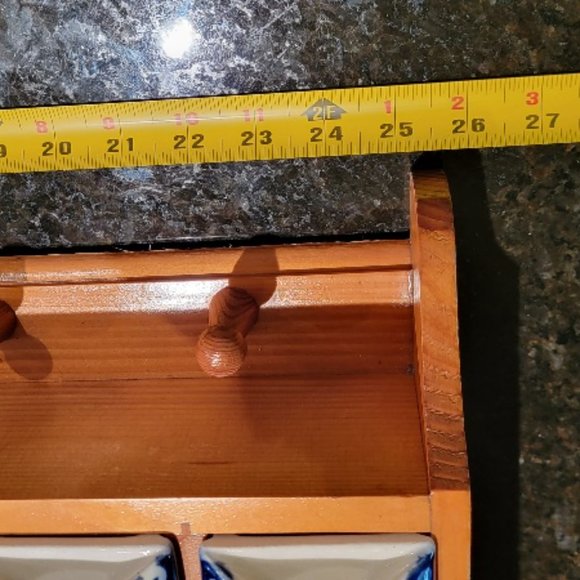 French Kitchen Porcelain & Wooden Wall Shelf Kitchen Apothecary Cabinet - Picture 5 of 15